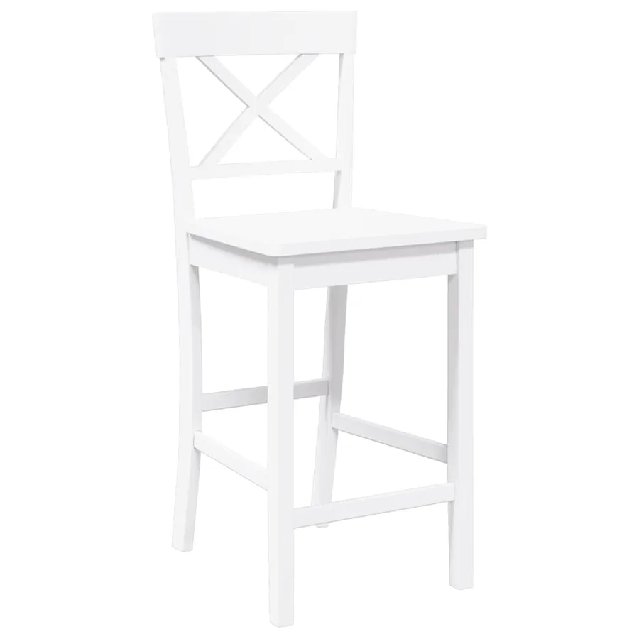 Tabourets de bar (lot de 2) en bois massif blanc et caoutchouc - 4