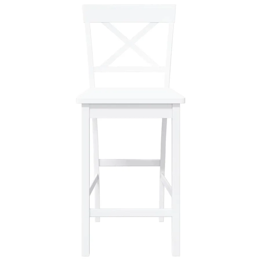 Tabourets de bar (lot de 2) en bois massif blanc et caoutchouc - 5