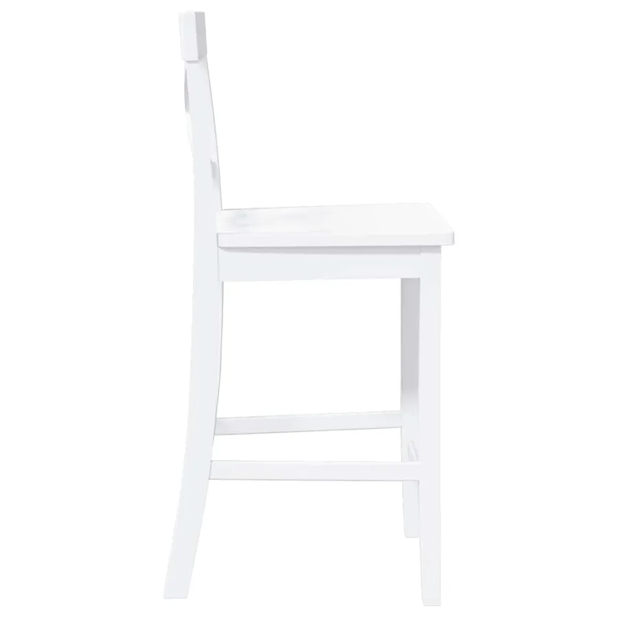 Tabourets de bar (lot de 2) en bois massif blanc et caoutchouc - 6
