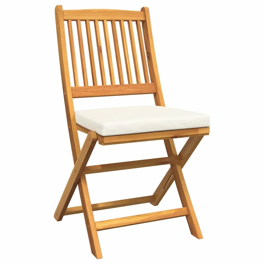 Chaise pliante avec coussin 2 pcs Marron Bois d'acacia massif - 4