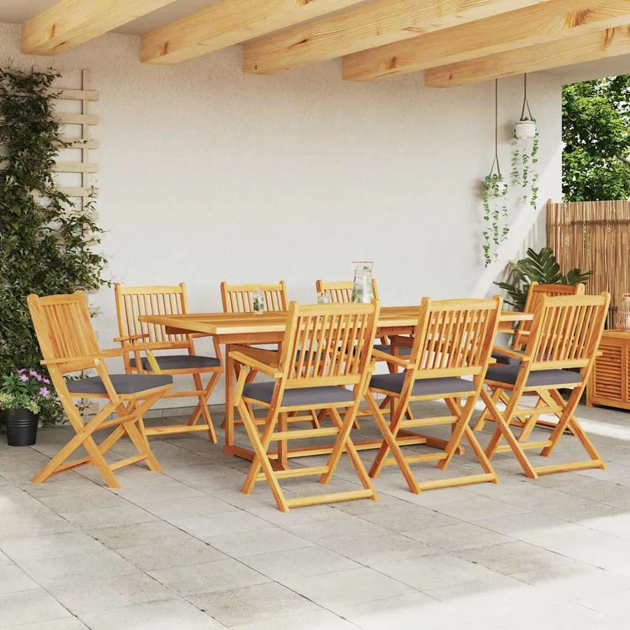 Chaise pliante 8 pcs Gris 49 x 57.5 x 92cm Bois d'acacia massif - 3