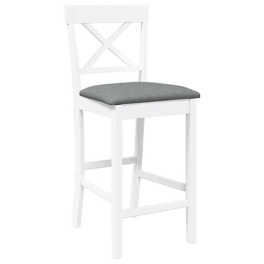 Tabourets de bar avec coussins (lot de 2) en bois massif blanc et caoutchouc - 4
