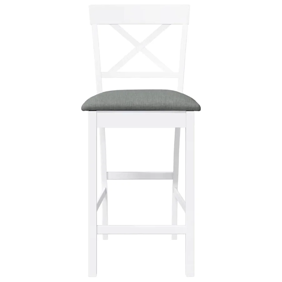Tabourets de bar avec coussins (lot de 2) en bois massif blanc et caoutchouc - 5
