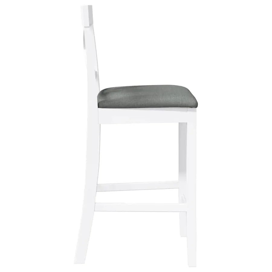 Tabourets de bar avec coussins (lot de 2) en bois massif blanc et caoutchouc - 6