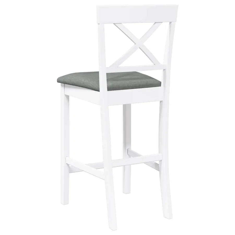 Tabourets de bar avec coussins (lot de 2) en bois massif blanc et caoutchouc - 7