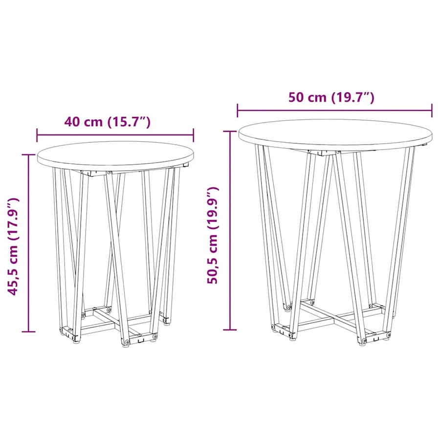 Ensemble de tables d'appoint 2 pcs Chêne Sonoma et noir - 10