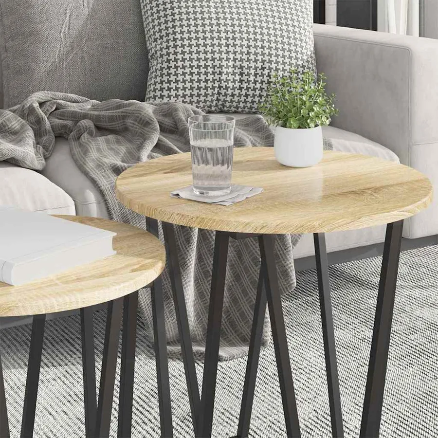 Ensemble de tables d'appoint 2 pcs Chêne Sonoma et noir - 4