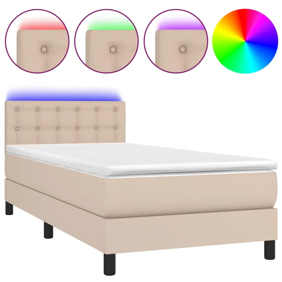 Sommier à lattes de lit avec matelas LED Cappuccino 100x200 cm - 2