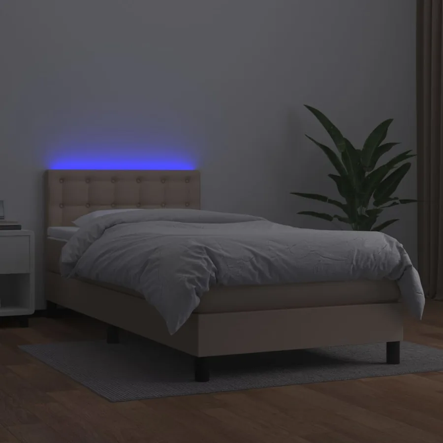 Sommier à lattes de lit avec matelas LED Cappuccino 100x200 cm - 4
