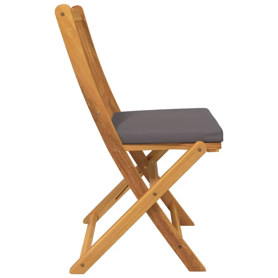 Chaise pliante 8 pcs Gris 49 x 57.5 x 92cm Bois d'acacia massif - 6