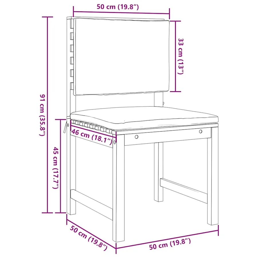 Ensemble bistro de jardin 3 pcs Marron Bois d'Acacia Massif - 11