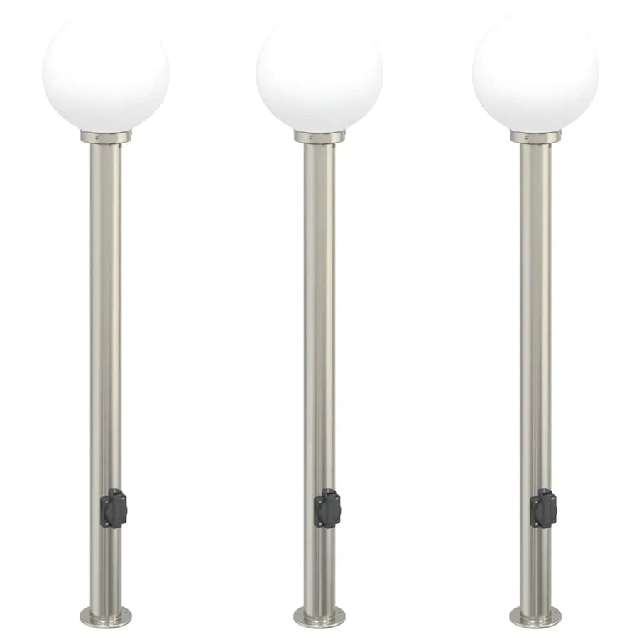 Bornes lumineuses avec sortie lot de 3 120 cm acier inoxydable IP44 - 2