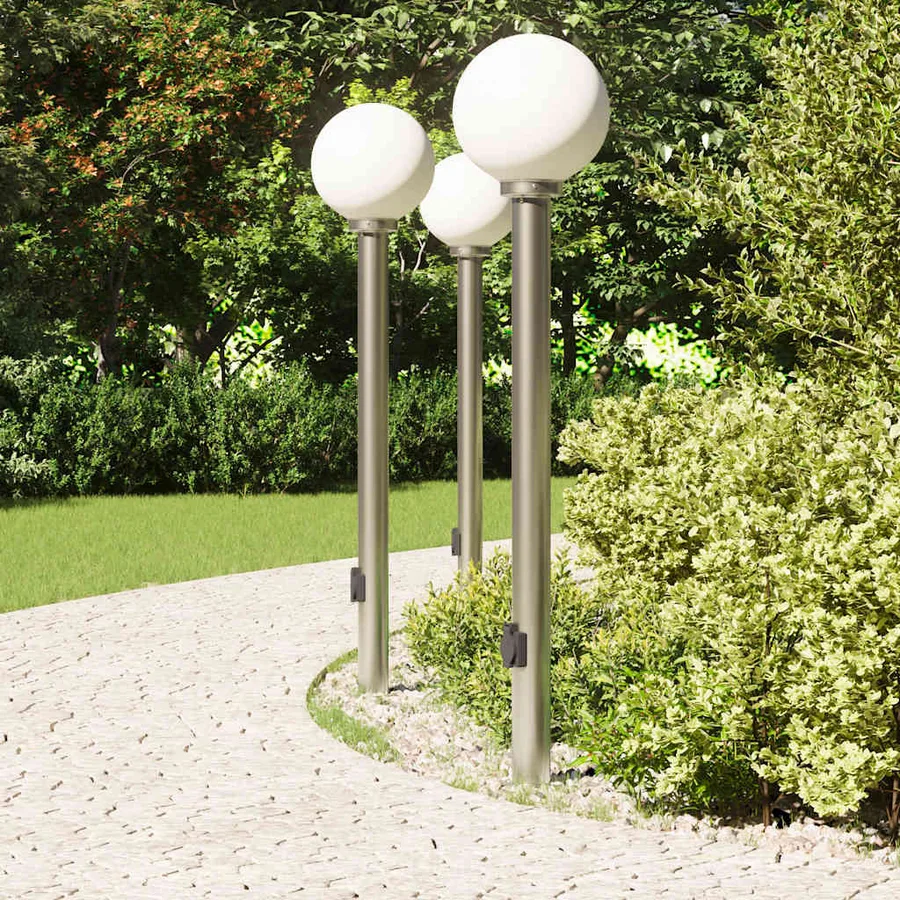 Bornes lumineuses avec sortie lot de 3 120 cm acier inoxydable IP44 - 3