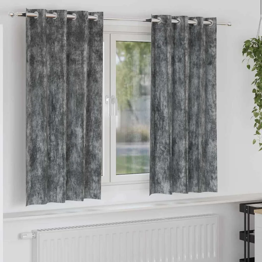 Rideaux en velours 2 pcs Gris 175 x 140 cm Velours
