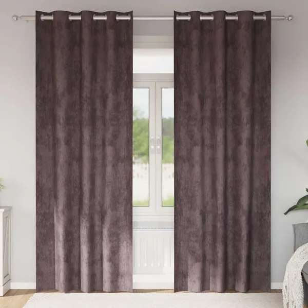 Rideaux en velours 2 pcs Marron 245 x 140 cm Velours