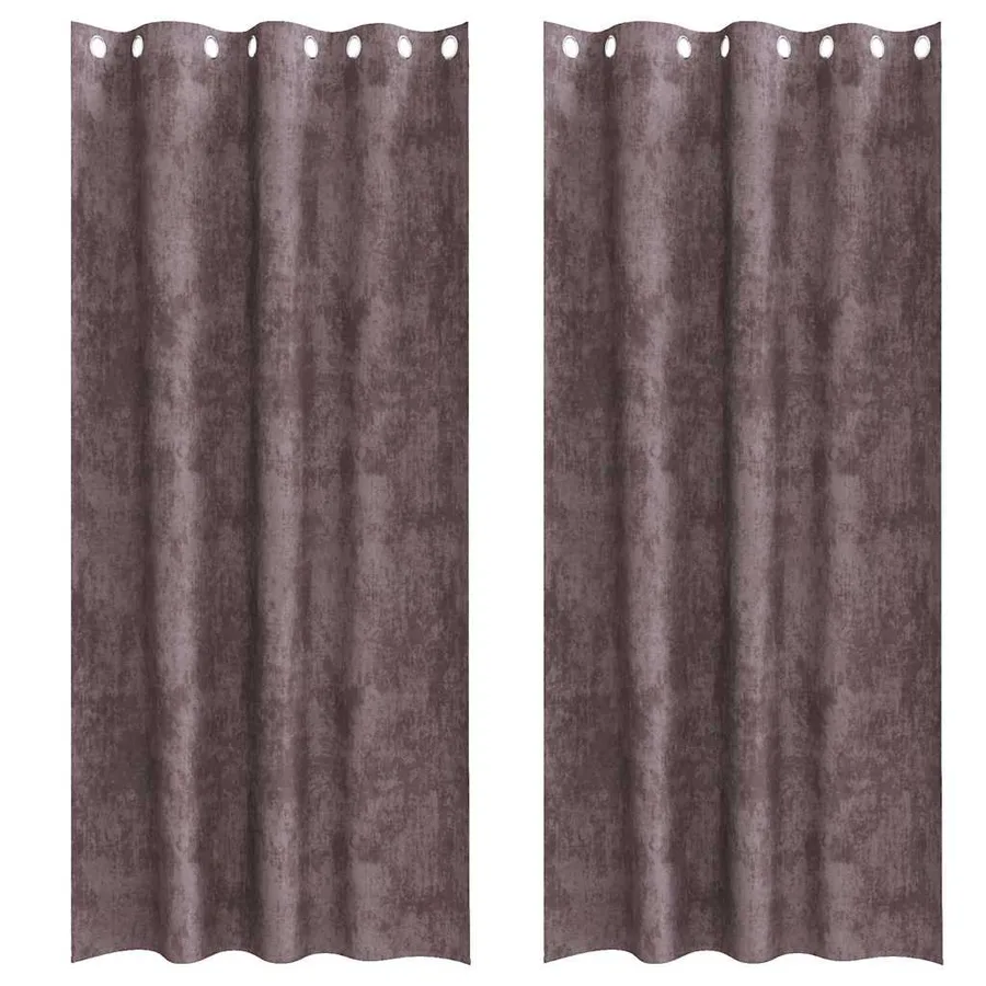 Rideaux en velours 2 pcs Marron 245 x 140 cm Velours - 2
