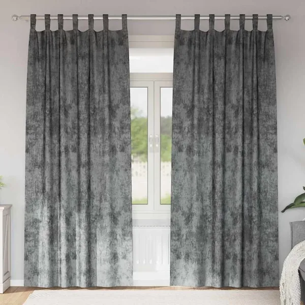 Rideaux en velours 2 pcs Gris 245 x 140 cm Velours