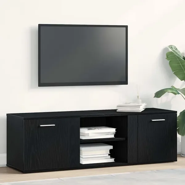 Meuble TV en chêne noir 120x34x37 cm bois d'ingénierie