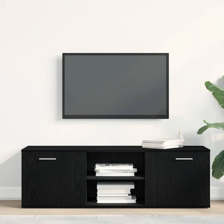 Meuble TV en chêne noir 120x34x37 cm bois d'ingénierie - 3