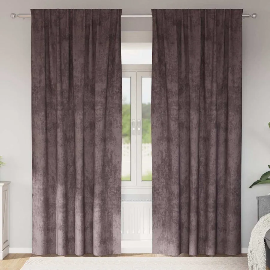 Rideaux en velours 2 pcs Marron 245 x 140 cm Velours