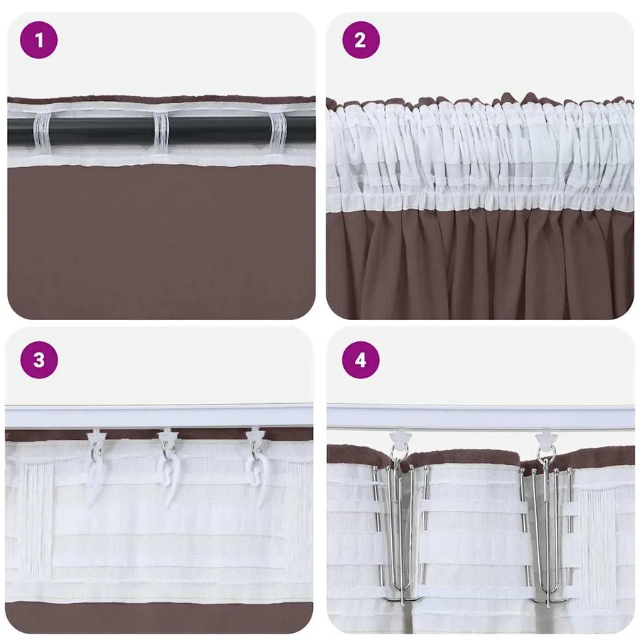 Rideaux en velours 2 pcs Marron 245 x 140 cm Velours - 7