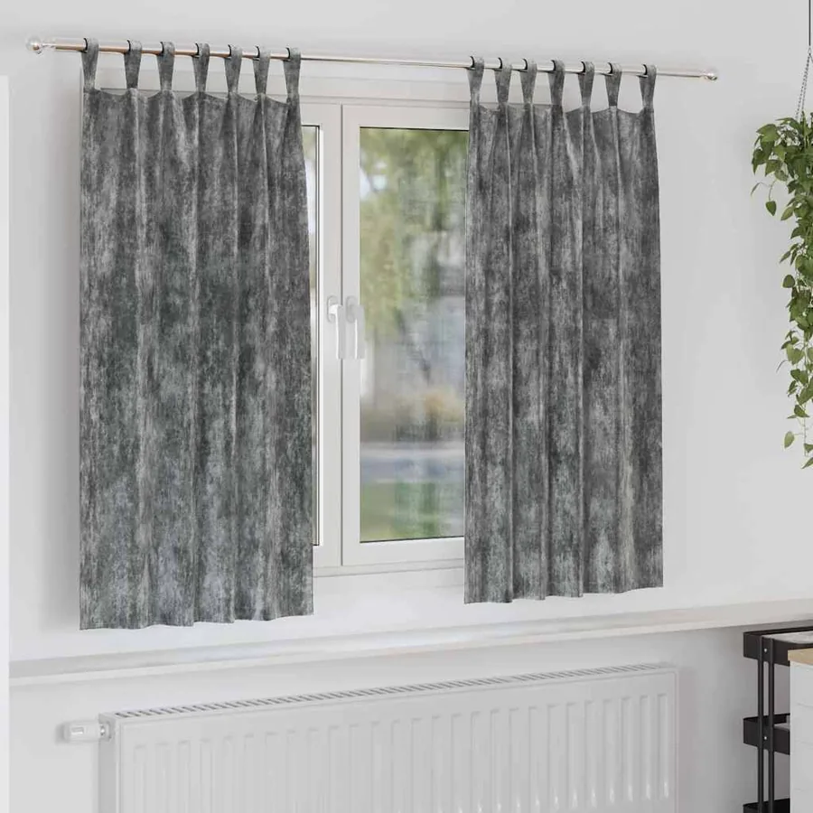 Rideaux en velours 2 pcs Gris 175 x 140 cm Velours
