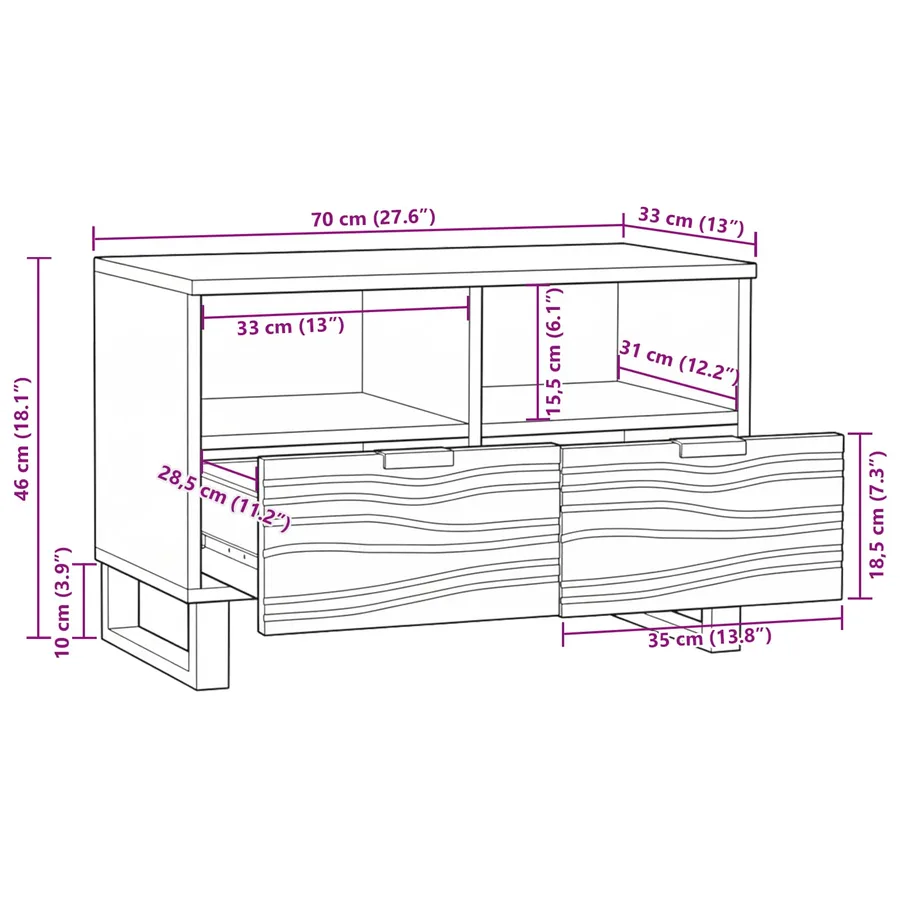 Unites TV avec tiroir Marron 70 x 33 x 46 cm Bois d'ingénierie - 11