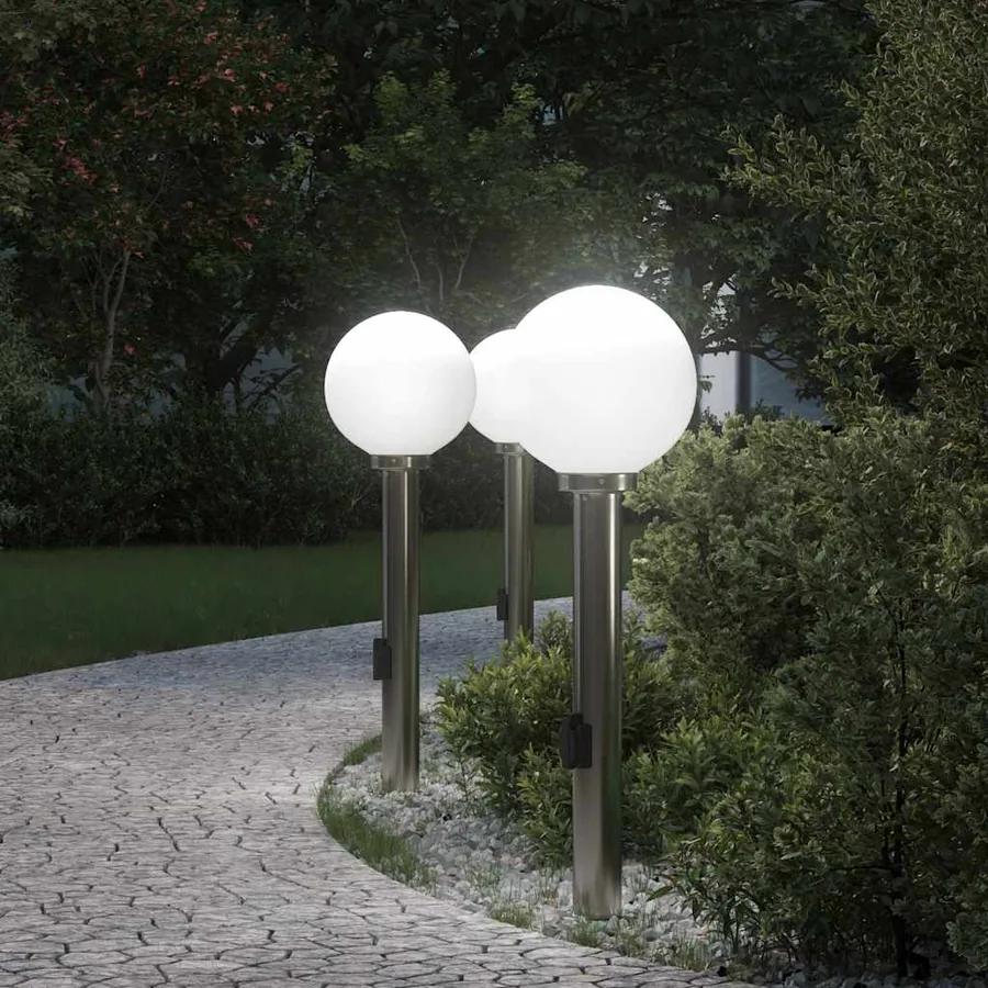 Bornes lumineuses avec sortie lot de 3 80 cm acier inoxydable IP44
