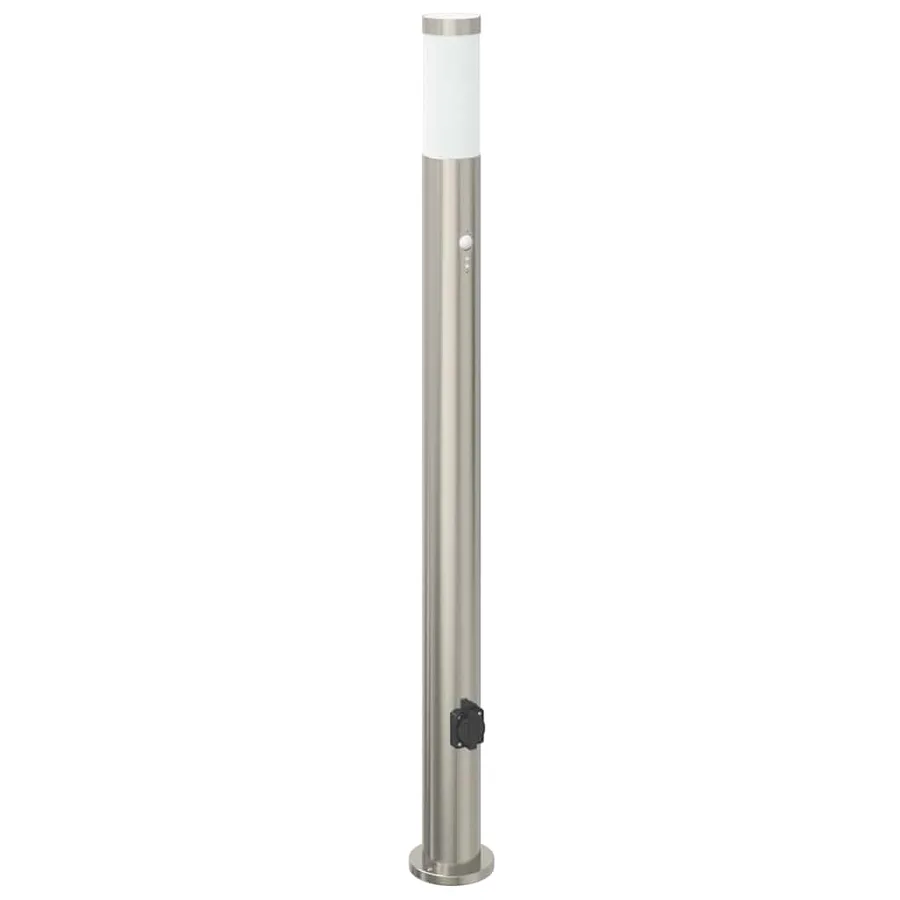 Bornes lumineuses avec détecteur et prise lot de 3 110 cm acier inoxydable IP44 - 4
