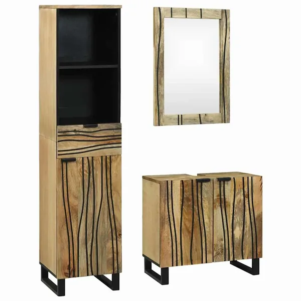 Ensemble de mobilier de salle de bain avec tiroir 3 pcs Marron