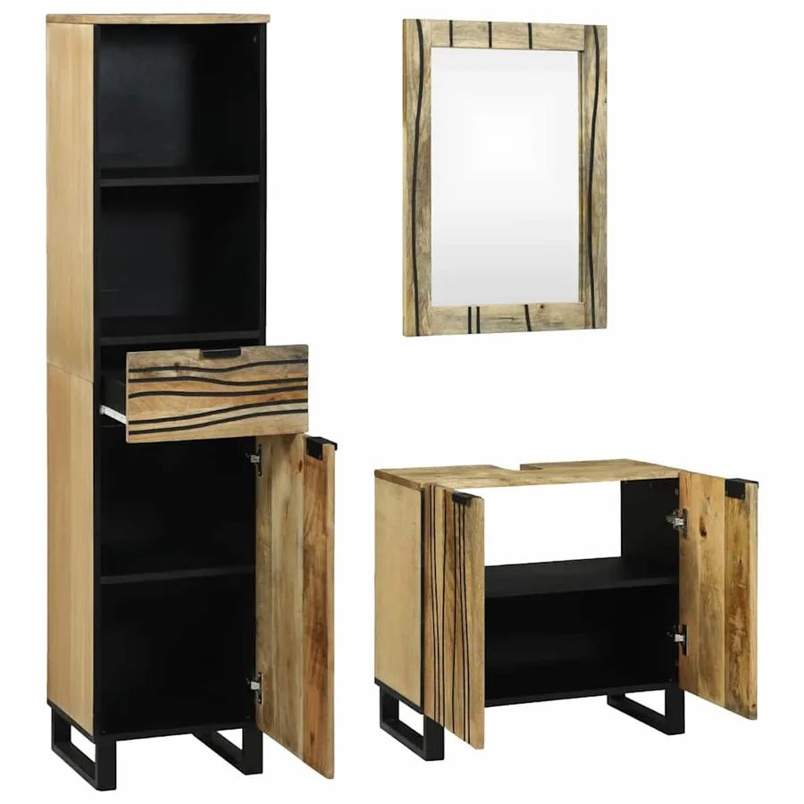 Ensemble de mobilier de salle de bain avec tiroir 3 pcs Marron - 2