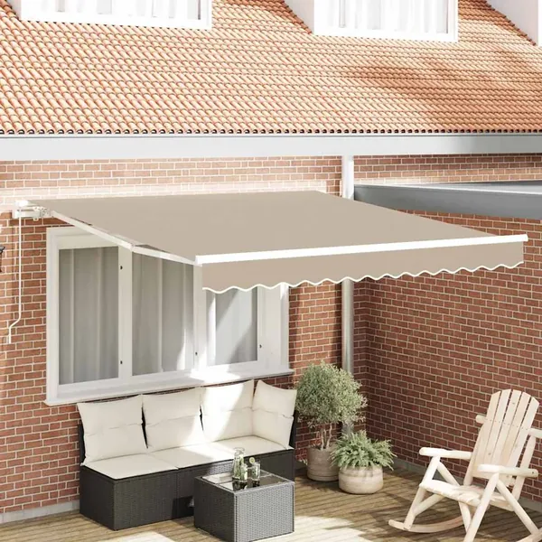 Auvent rétractable Beige 350 x 250 cm Polyester et Aluminium