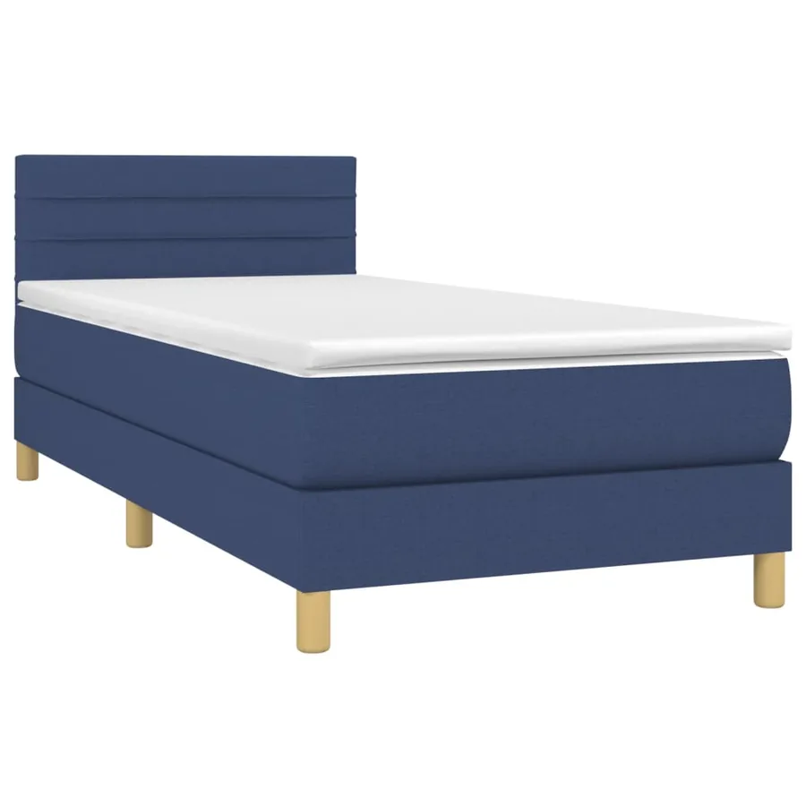 Sommier à lattes de lit avec matelas LED Bleu 100x200 cm Tissu - 3