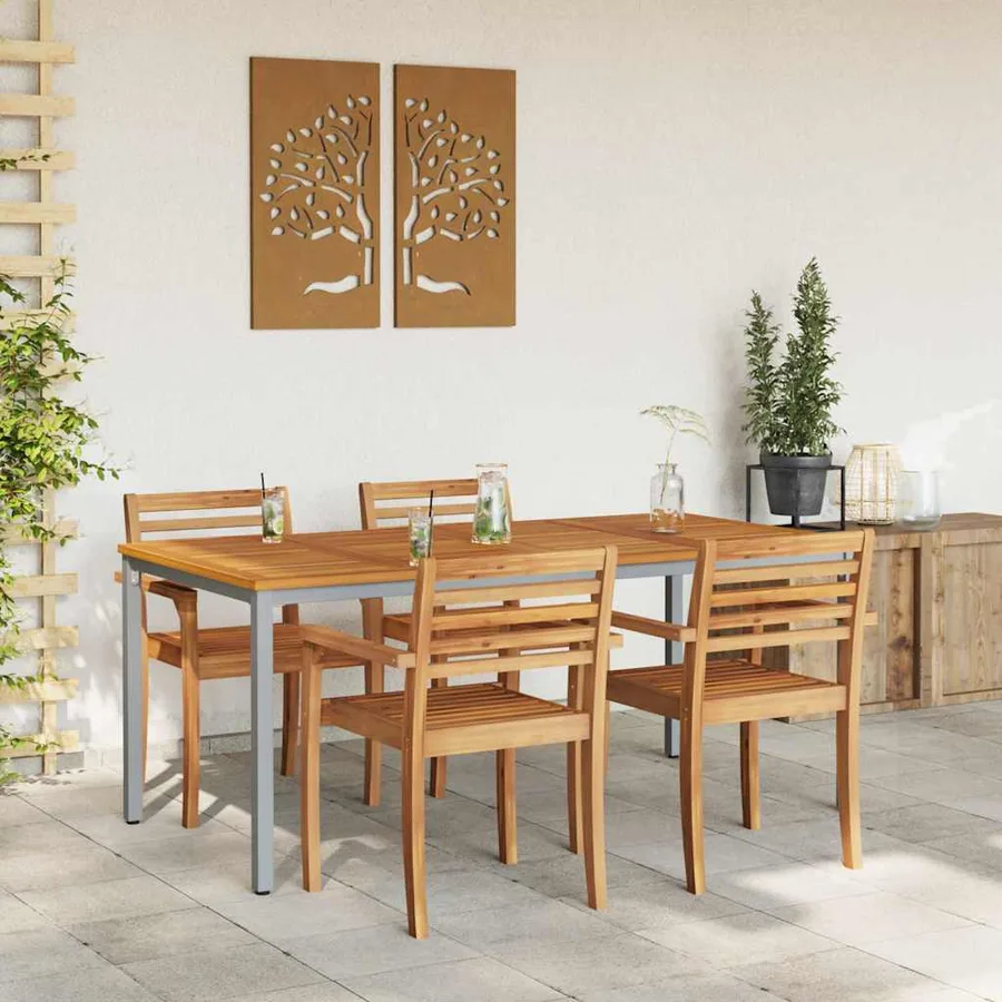 Table de jardin Naturel et gris 180 x 90 x 75 cm - 4
