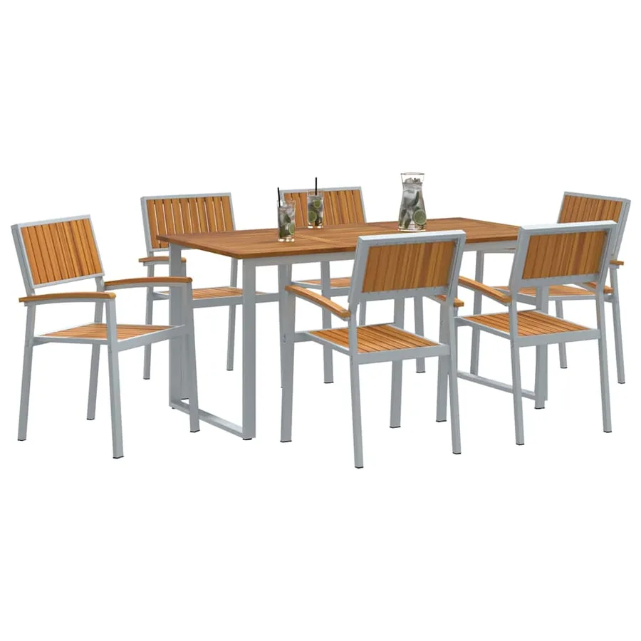 Ensemble de salle à manger pour jardin 7 pcs Gris - 3