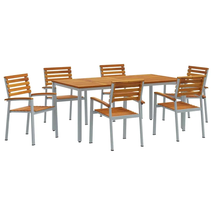 Ensemble de salle à manger pour jardin 7 pcs Gris - 2