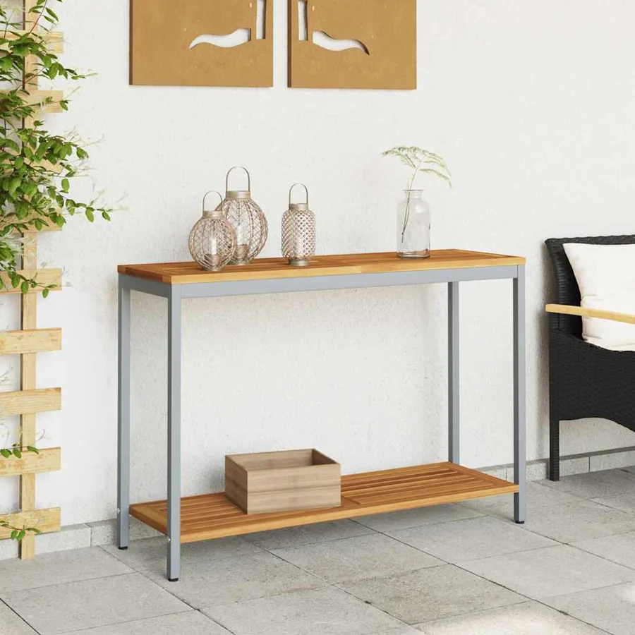 Table de jardin avec stockage Naturel et gris 110 x 35 x 75 cm - 4