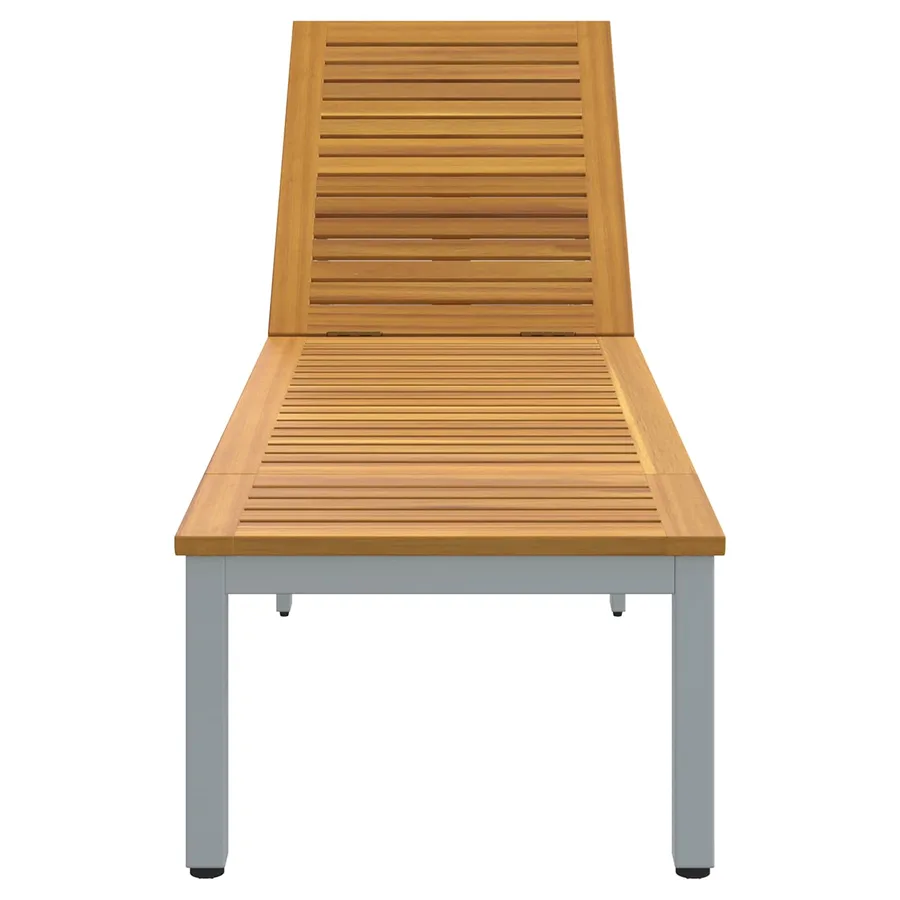 Transat Gris 200 x 55 x 35 cm Bois d'Acacia Massif - 5