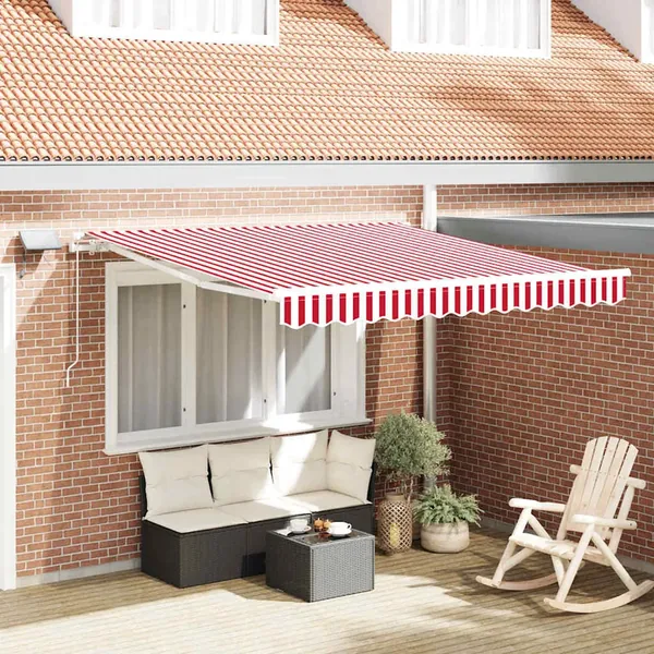 Auvent rétractable Rouge et Blanc 350 x 250 cm