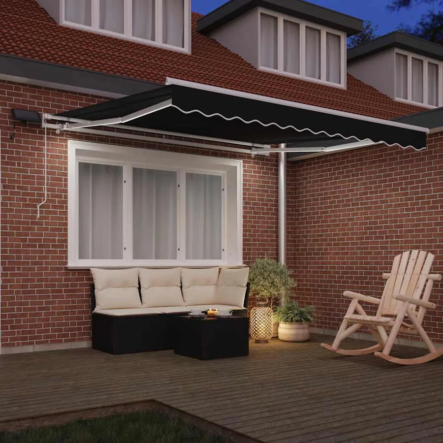 Auvent rétractable Noir 300 x 250 cm Tissu et Aluminium - 3