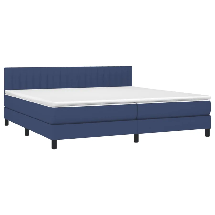 Sommier à lattes de lit et matelas et LED Bleu 200x200 cm Tissu - 3