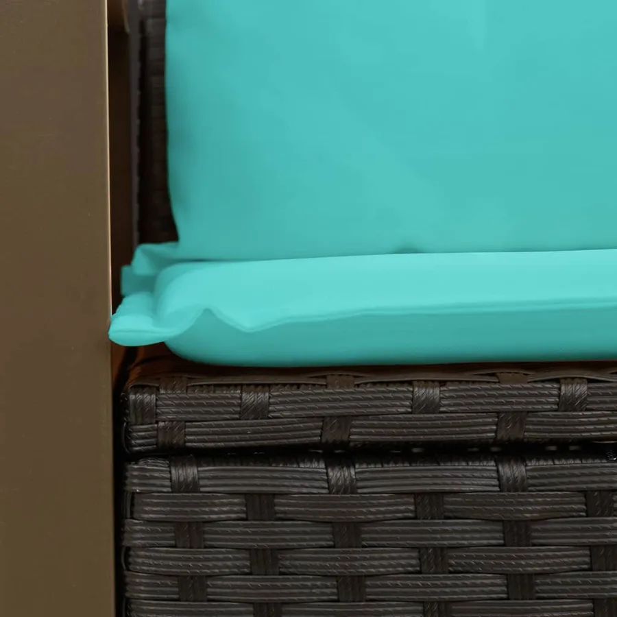 Canapé de jardin avec coussins 2 places en résine tressée noire - 7