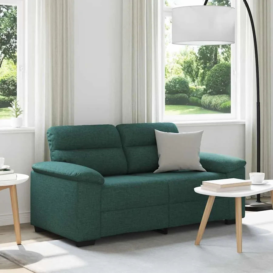 Canapé 2 places vert foncé 160 x 81 x 84 cm en tissu