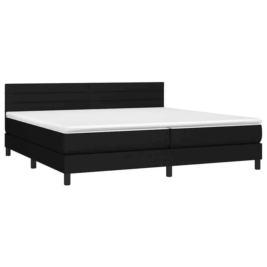 Sommier à lattes de lit et matelas et LED Noir 200x200 cm Tissu - 3