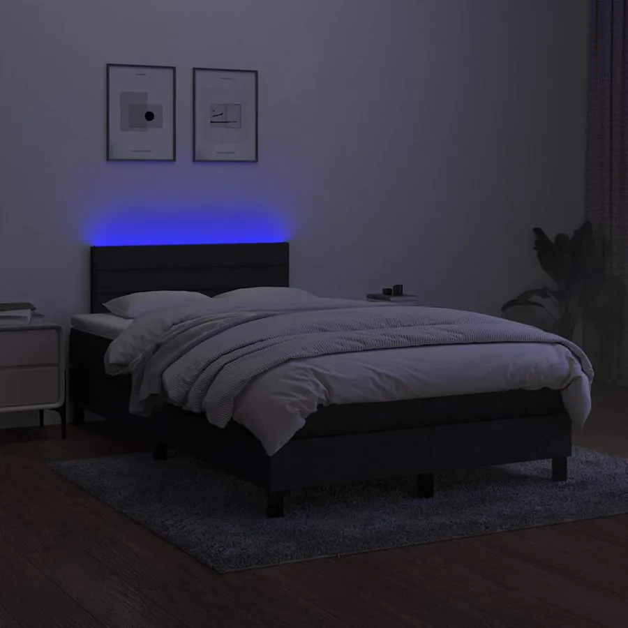 Sommier à lattes de lit avec matelas LED Noir 120x200 cm Tissu - 4