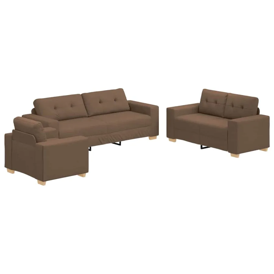 Canapé 3 pcs Marron 221 x 80 x 80 cm Tissu en lin mélangé - 2