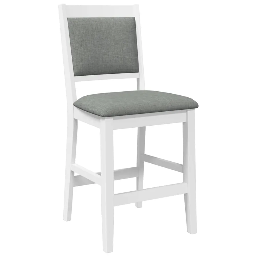 Tabourets de bar avec coussins (lot de 2) en bois massif blanc et caoutchouc - 4