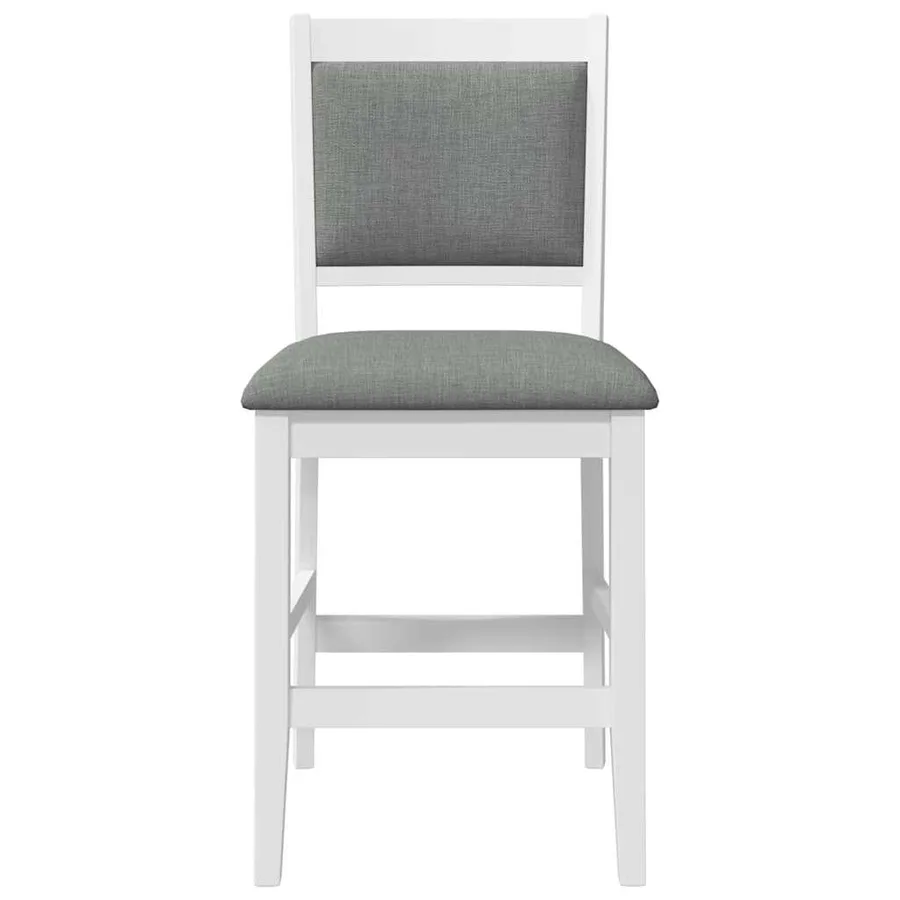 Tabourets de bar avec coussins (lot de 2) en bois massif blanc et caoutchouc - 5
