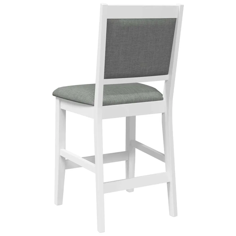 Tabourets de bar avec coussins (lot de 2) en bois massif blanc et caoutchouc - 7