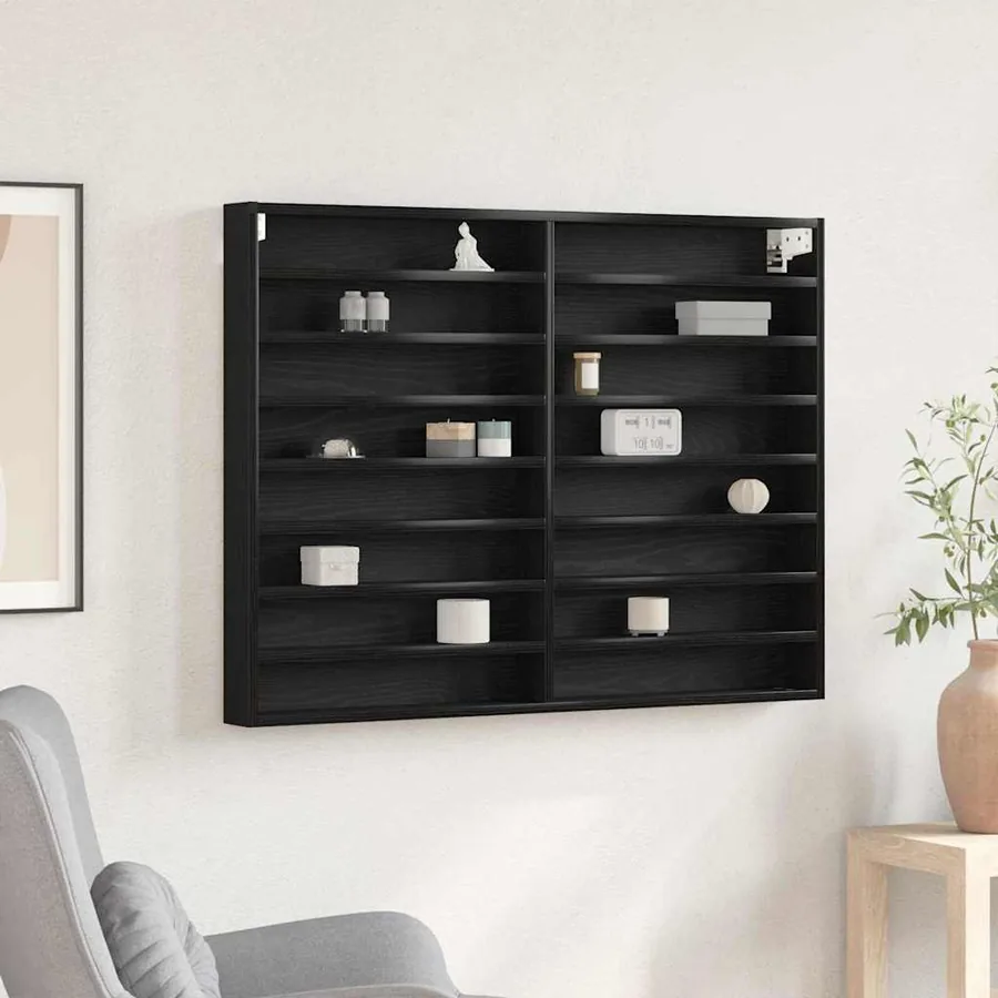 Vitrine Chêne noir 100 x 8,5 x 75 cm Bois d'ingénierie